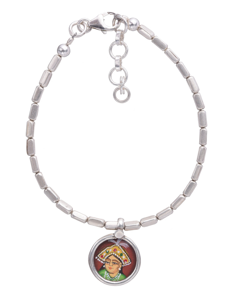 Maharaja and Maharani Sterling Silver Slub Bead Bracelet