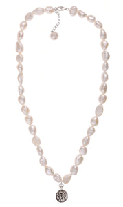 Rococo Large Freshwater Pearl Necklace with Antique Indian Amulet