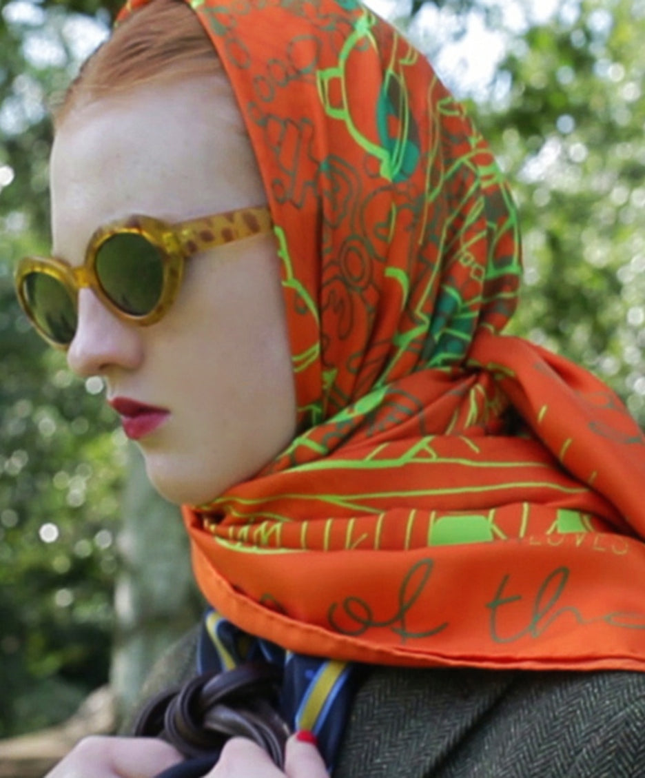 Cities of the World Tokyo Orange Scarf